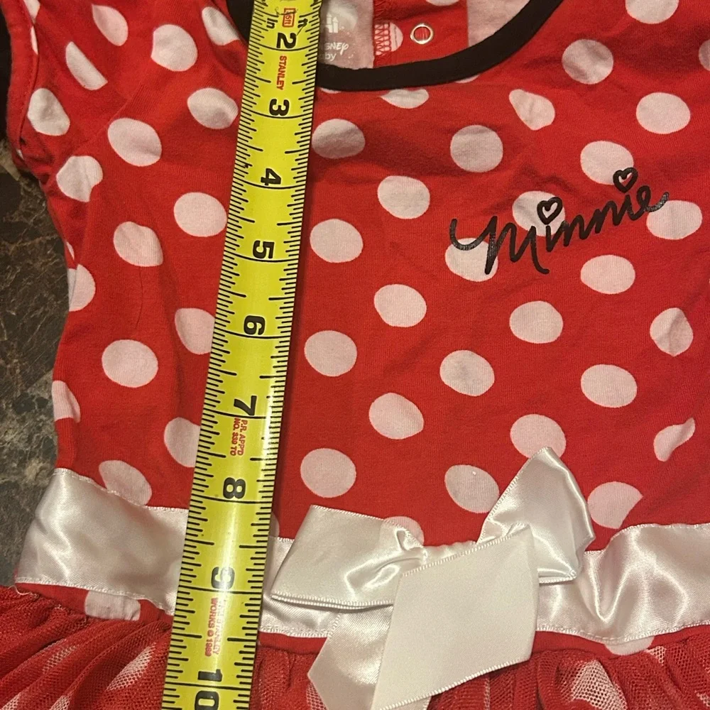 Disney Long sleeve Red Polka Dot Kids Minnie Mouse Dress - size 24 months - Picture 5 of 8